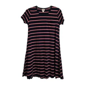 Mossimo Supply Tee Shirt Dress Women's Medium Navy Red White Stripe Short Sleeve